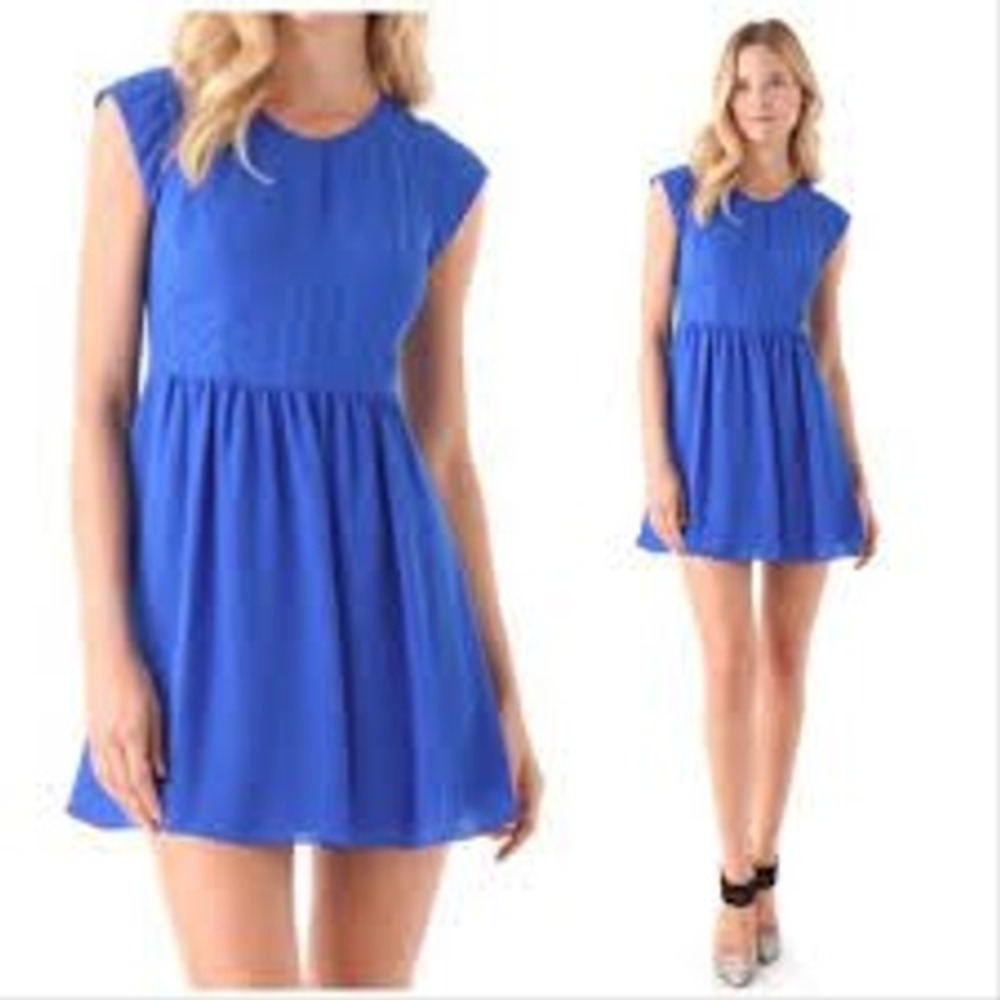Rebecca Taylor Cobalt Blue Mini Dress Cap Sleeve Classic Wedding DesignerParty